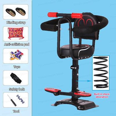 Electric Scooter Child Seat Adjustable Shock Seat Electric Vehicle Child Seat with Seat Belts Armrest and Foot Pedal Detachable