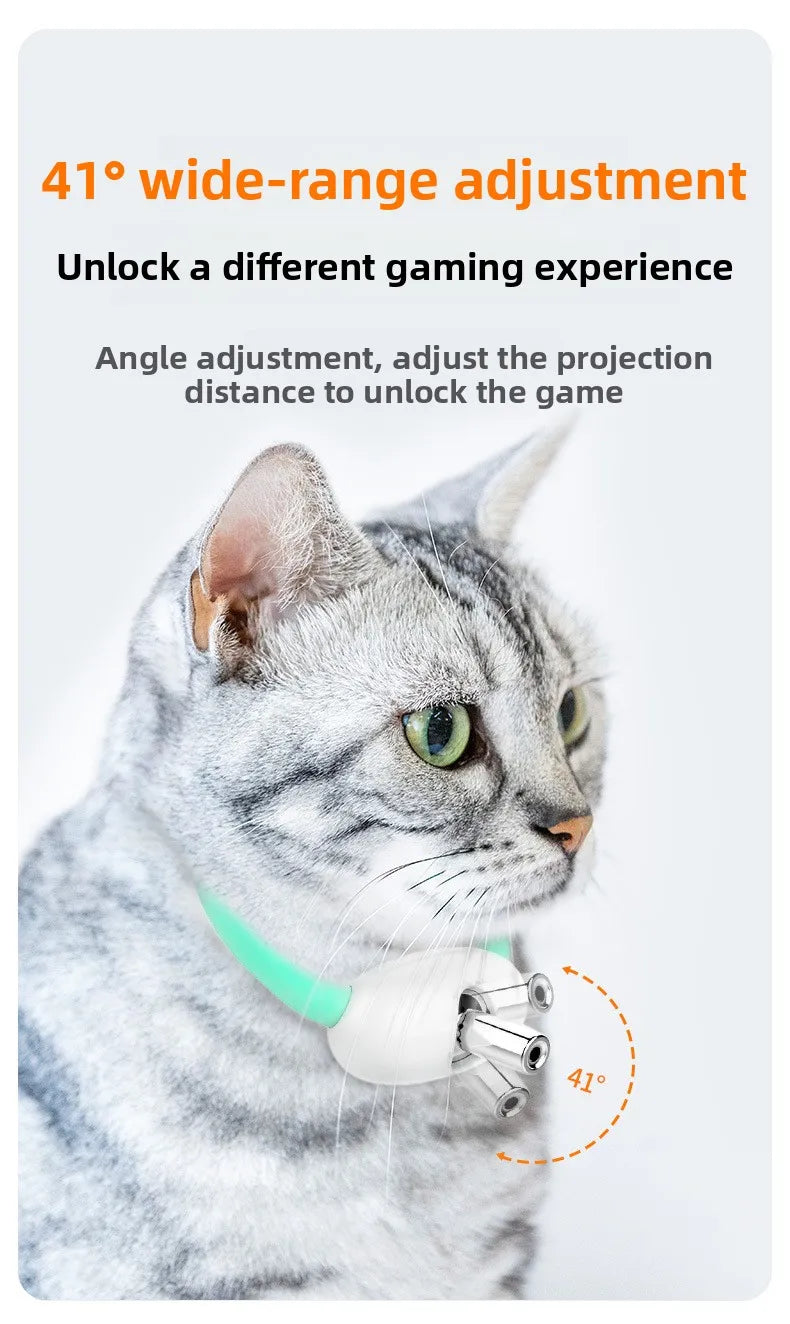 Adjustable Laser Cat Collar Interactive Toy Hands-Free Eye-Safe Red Light for Indoor Cats Dog Automatic Self-Play Toy