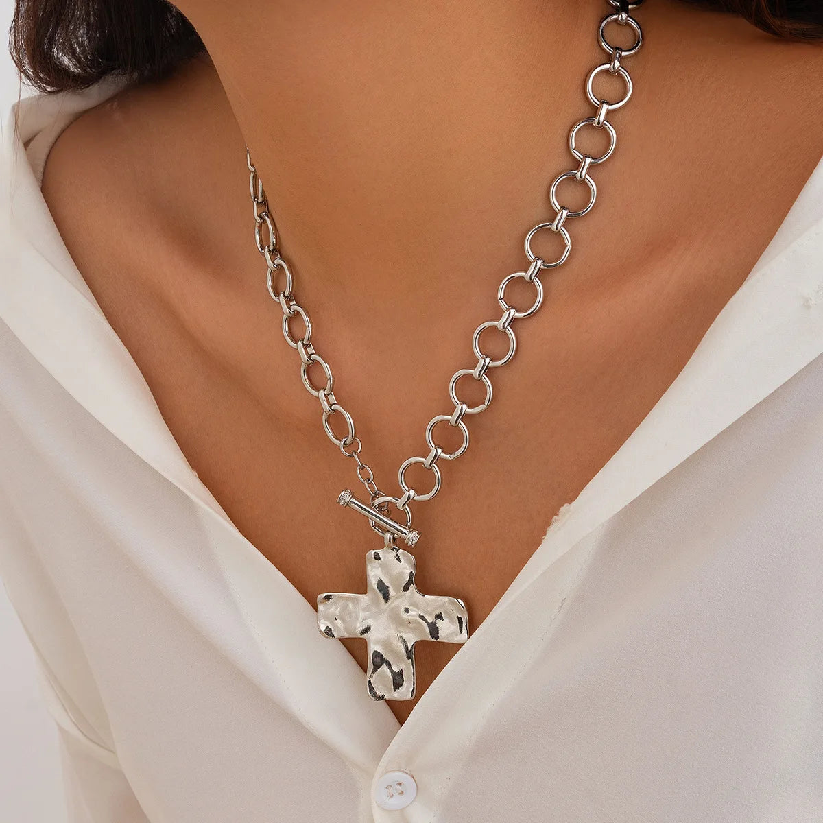 Collana Croce Oro Chunky