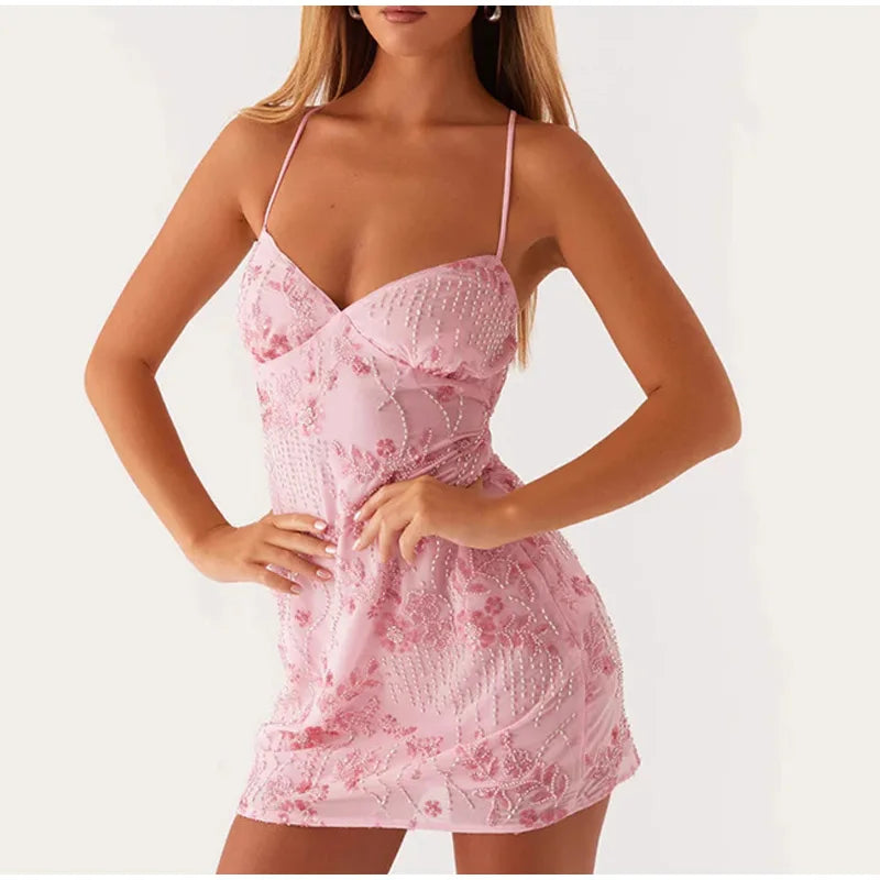 Piuma Paillettes Partywear Mini Abiti da donna Elegante maglia trasparente con paillettes Abito femminile a maniche lunghe 2024 New Club Abiti da sera