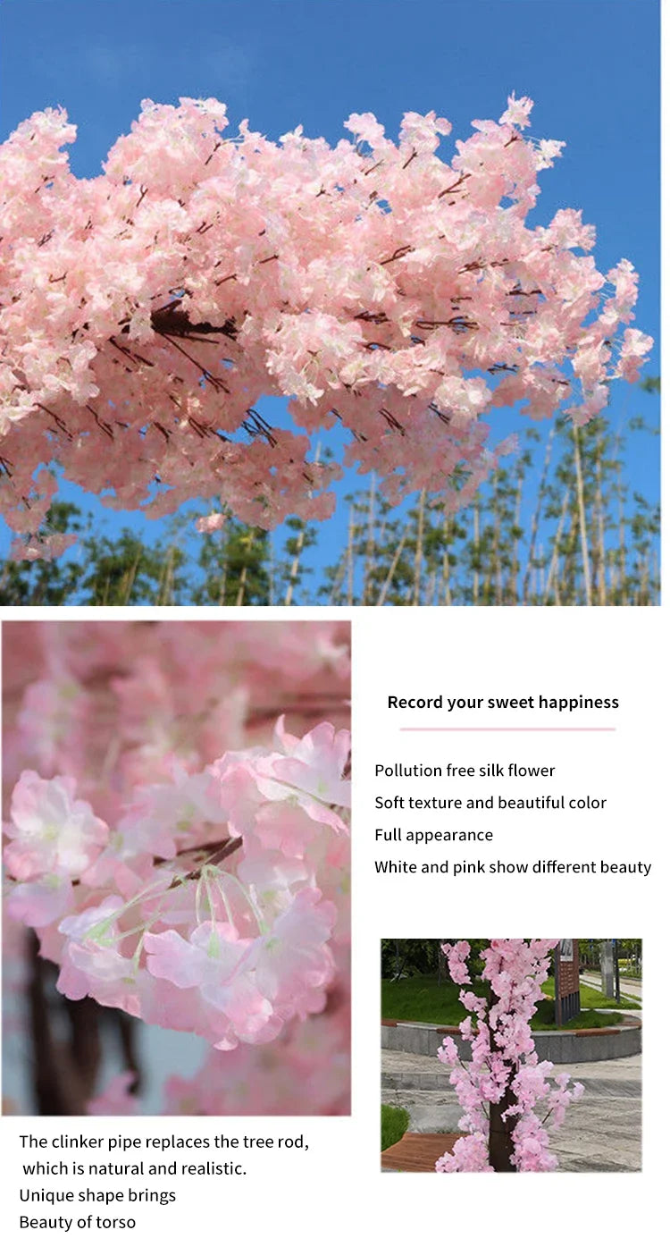 Romantic Simulation cherry tree double layer blooming cherry large plant cafe hotel shopping mall floor Decor props fake tree