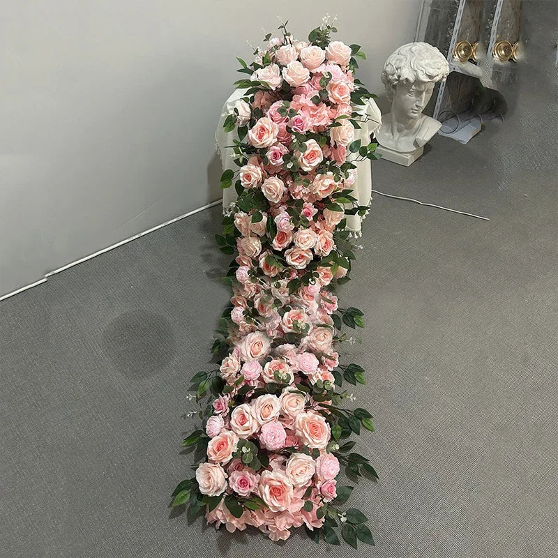 5D Luxury Artificial Flowers Wedding Decoration Table Long Runner Flower Row Floral Backdrop Arrangement Wall Arch Decor Props