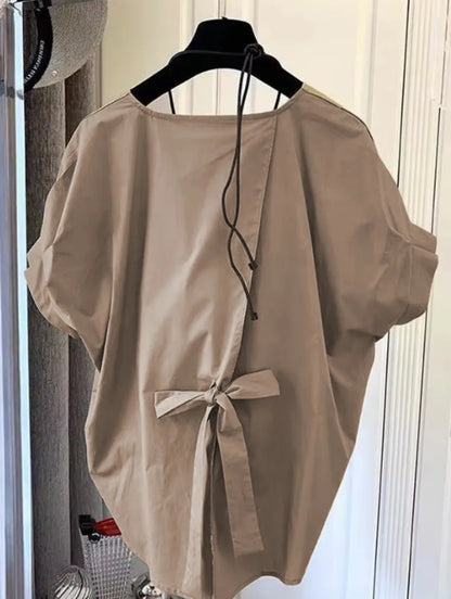 Blusa Coreana Plissettata con Fiocco