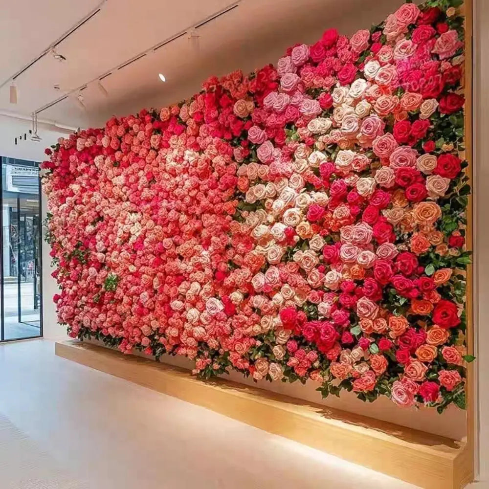Handmade Artificial Flower Wall Panels Realistic Romantic Wedding Wall Backdrop Easy To Install 60X40cm Plastic 3D Floral Wall