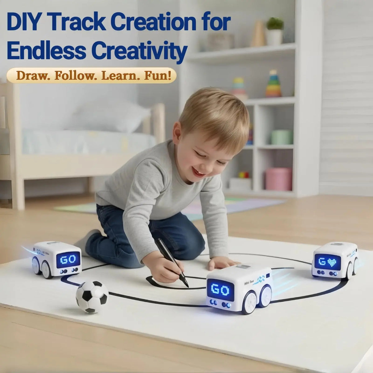 RC Magic Mini Bus Toy  Interactive Inductive Magic Follows Line Car Intelligent Smart Remote Control Cartoon Car Vehicle Toy