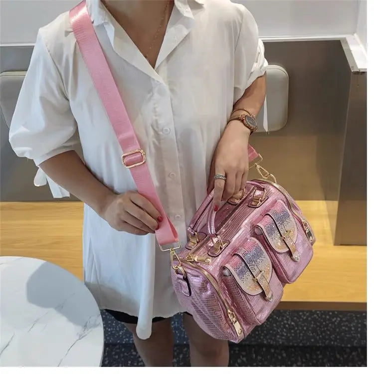 Moda casual ragazze rosa signora tasche borsa a tracolla tote borsa a mano da donna grande messenger tracolla messenger borsa da viaggio borsa