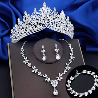 Set Gioielli Corona con Cristalli 4 Pezzi