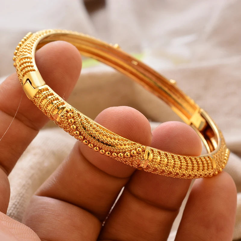 Bracciali Placcati Oro in Stile Dubai per Donne, Gioielli di Lusso per Matrimoni Arabi