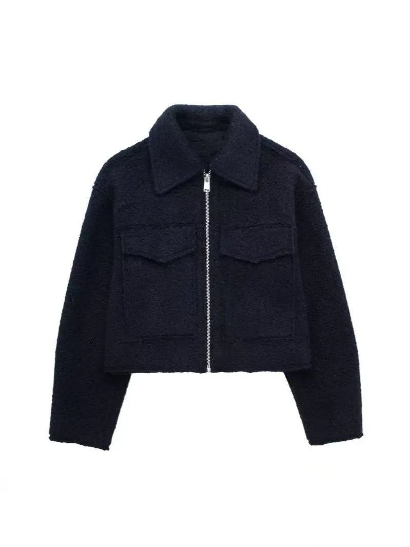 Giacca Corta da Donna in Tweed Testurizzato, Stile Europeo Americano, Manica Corta, per Primavera e Autunno, Abbigliamento Casual Quotidiano