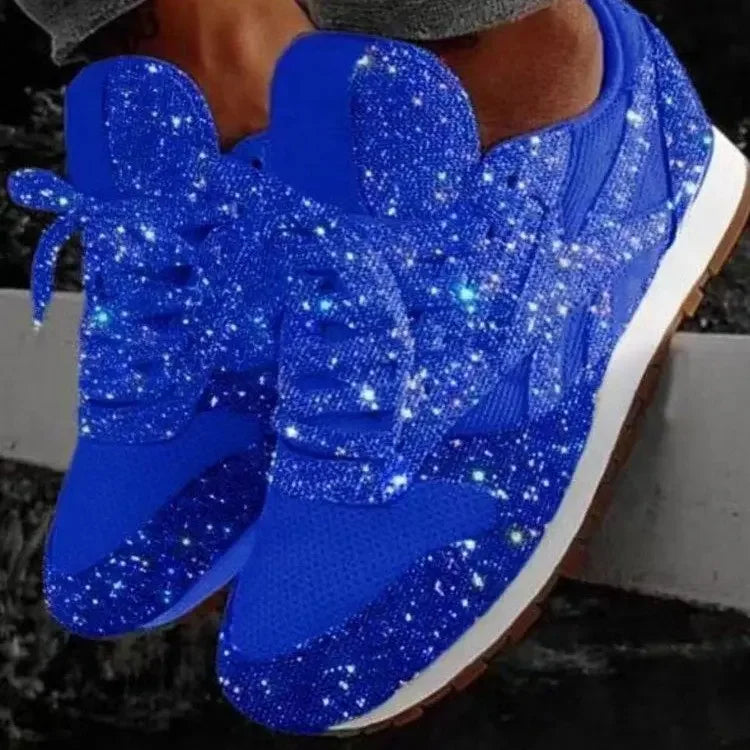 Scarpe Sportive Casual Donna 2020 Nuovo Stile Autunnale con Paillettes, Tacco in Spugna, Traspiranti, con Strass, Suola Spessa, per Studentesse, Taglie Forti