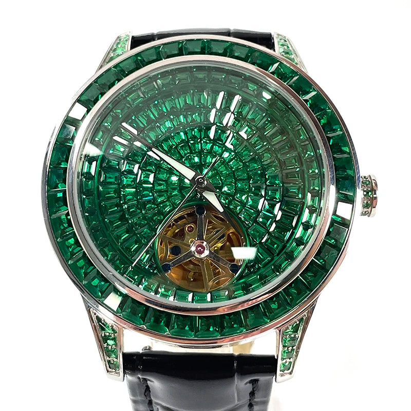 Orologio da Polso Automatico Meccanico da Uomo PINDU Original Design, Elegante con Diamanti Incastonati, Modello P5037