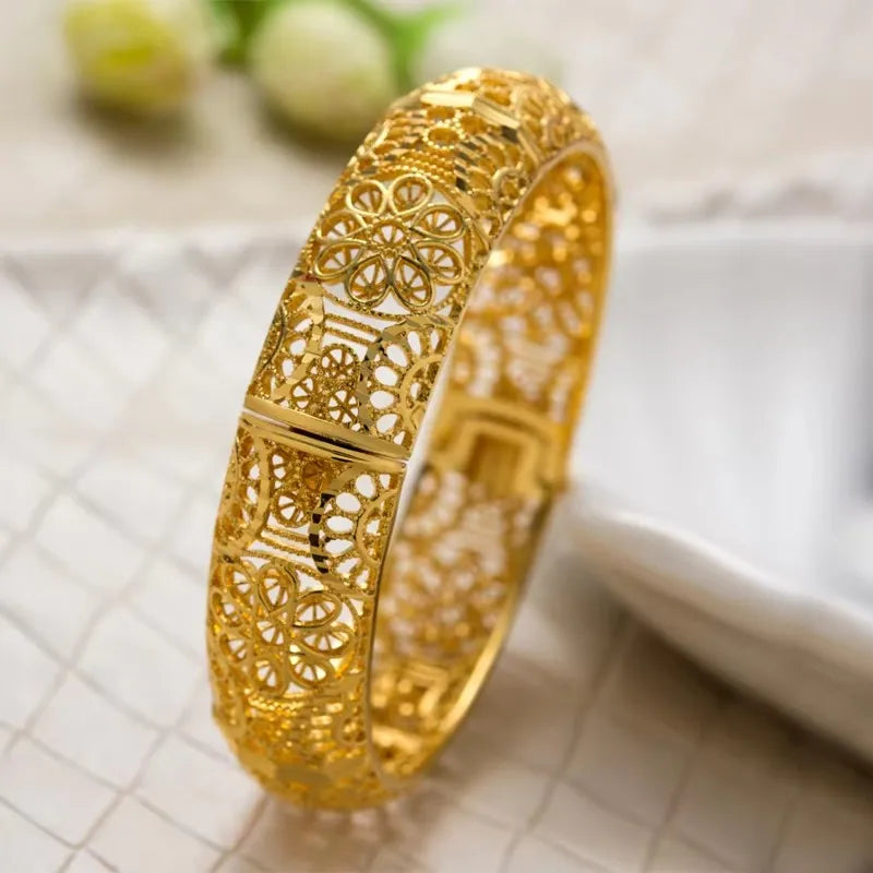 Bracciali color oro di Dubai per donne, bracciale etiope da sposa di Dubai, bracciale africano, gioielli arabi, bracciale con ciondoli dorati