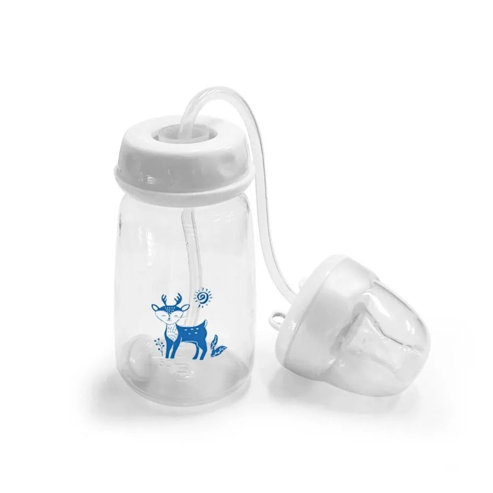 New 5oz/150ml Hands-Free Feeding Bottle Self-Feeding with Straw Brush Bottle Set Normal-Neck Gravity Ball Milk Storage Bottle
