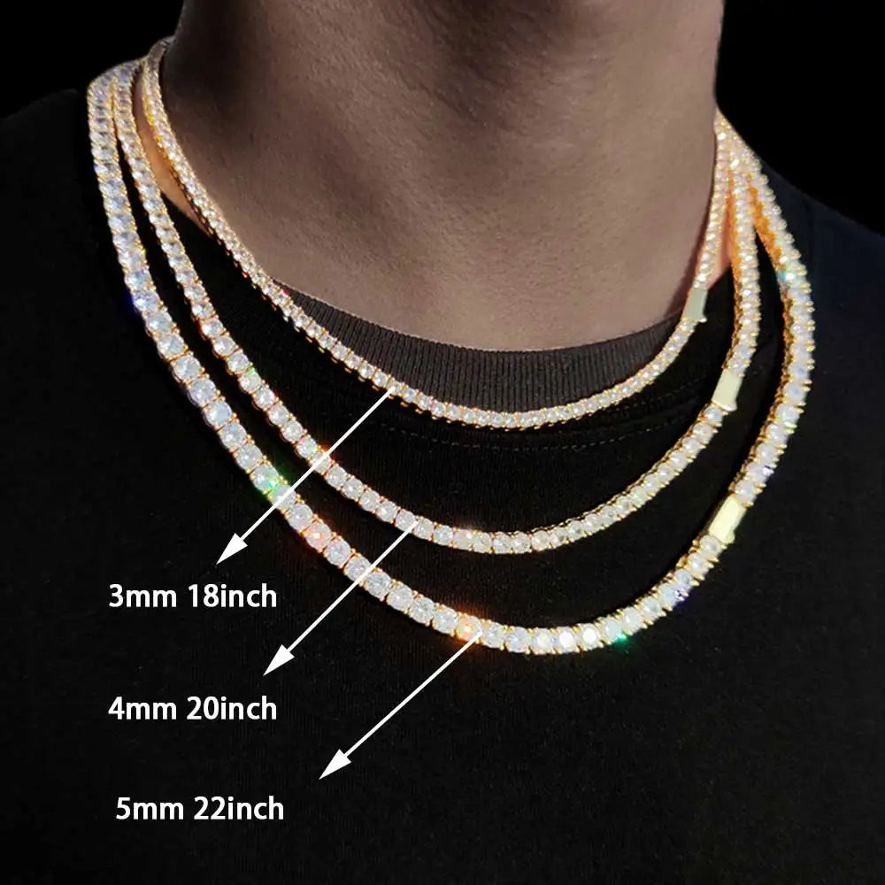 3mm 4mm 5mm 1 fila catena da tennis zircone bling materiale in rame collana hip hop uomo e donna gioielli ghiacciati nome inciso gratuito