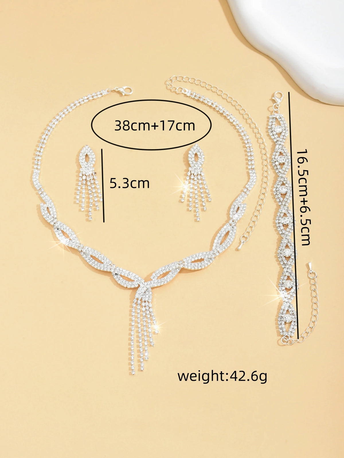 4 pezzi moda donna rame artiglio catena cava nappa collana orecchini braccialetto set di gioielli banchetto di nozze festa festival regalo