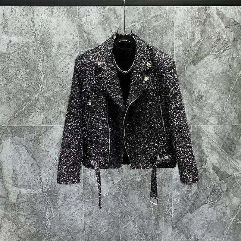 Cappotto blazer autunno inverno Giacca corta da abito corta con design nappa brillante di fascia alta Giacca bella stile coreano allentata estetica