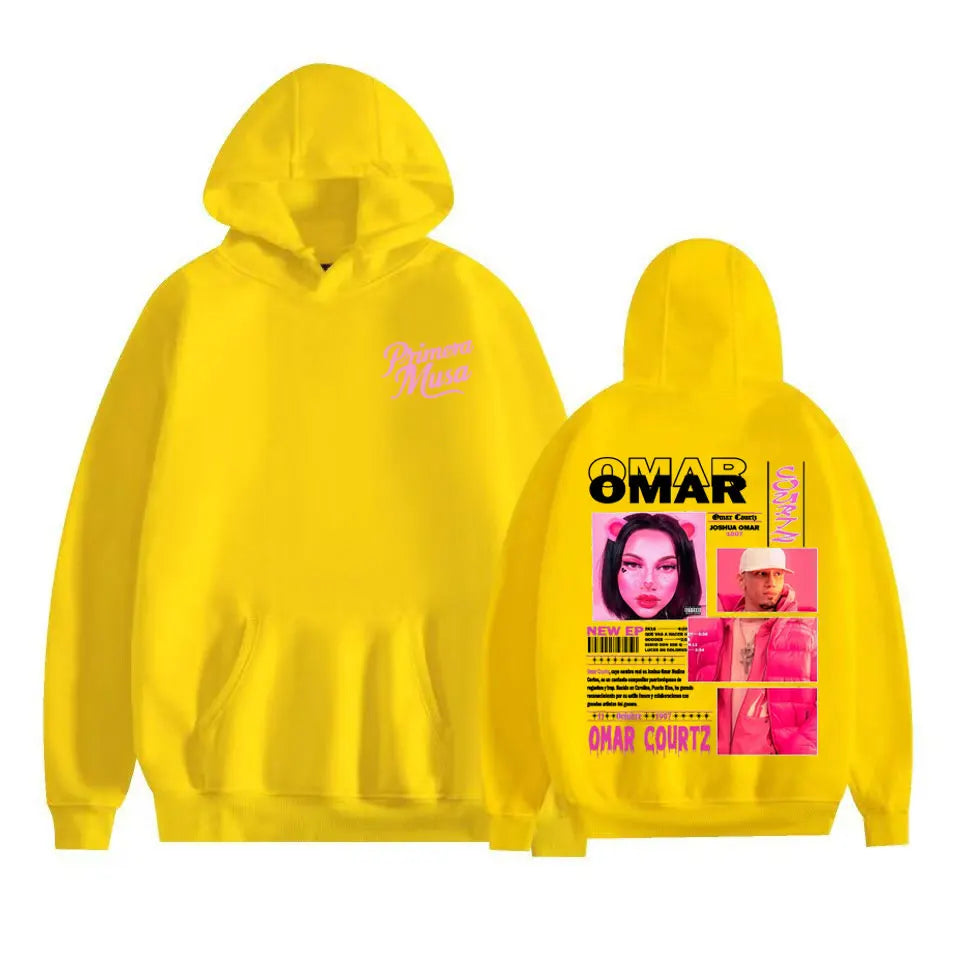 Omar Courtz Primera Musa Felpe con cappuccio grafiche Uomo Donna Abbigliamento Felpa moda Hip Hop Harajuku Felpa con cappuccio in pile casual Streetwear
