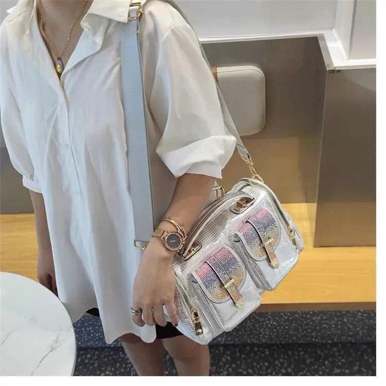 Moda casual ragazze rosa signora tasche borsa a tracolla tote borsa a mano da donna grande messenger tracolla messenger borsa da viaggio borsa