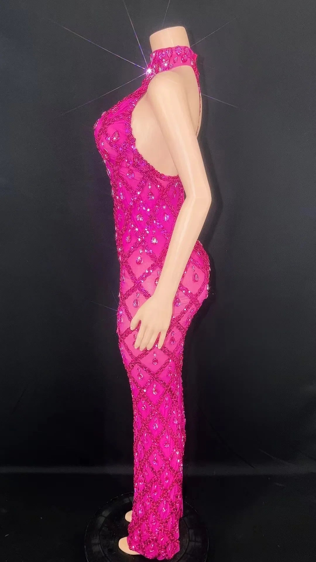 Celebrity Luxury Birthday Party Gown Singer Stage Wear abito da sera con diamanti in cristallo pieno d'argento scintillante di alta qualità
