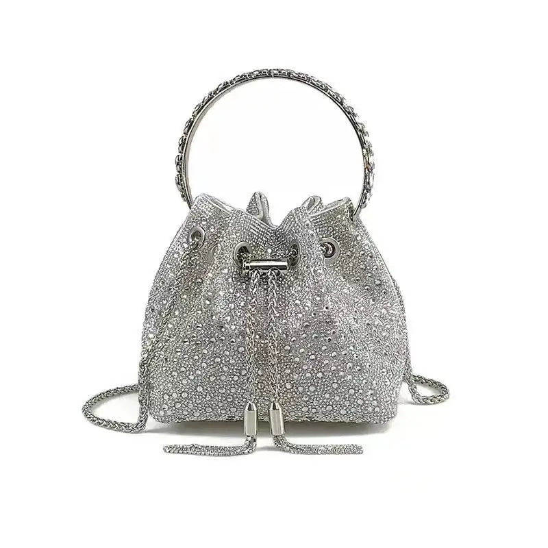 Borsa da donna di design di lusso Borsa con pochette con diamanti lucidi glitterati Borsa per banchetti per feste di nozze Borsa da sera con strass di cristallo