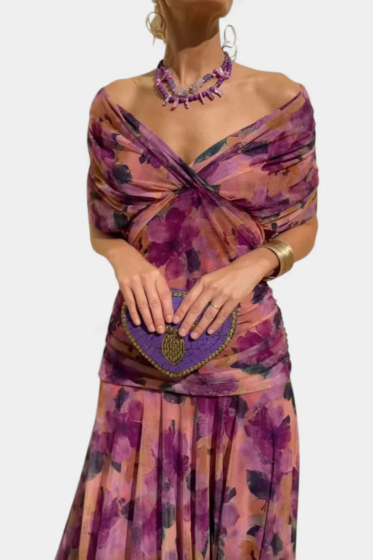 Abito Midi Estivo da Donna con Stampa in Rete e Spalline Sottili, Casual per Feste, Taglie EU e US
