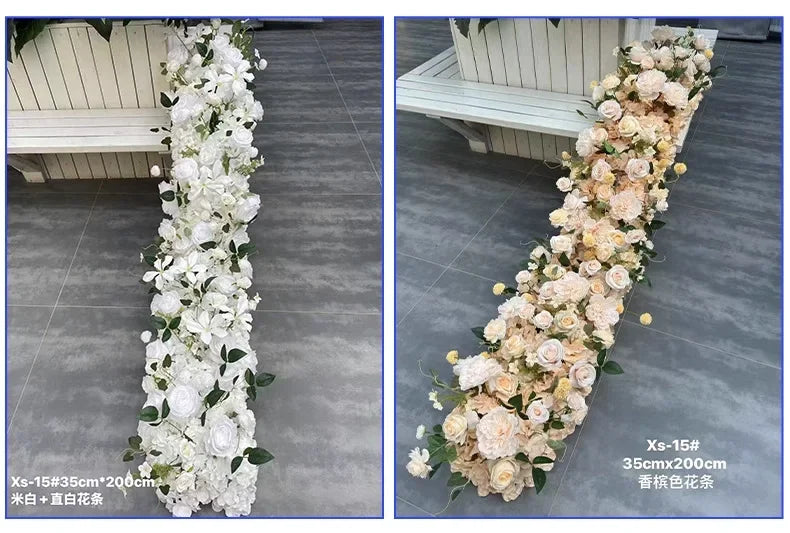 Event Table Floral Strip Silk Flower Row Wedding Backdrop Wall Decor Runner Arrangement Party Arch Deco Floral Celebration Props