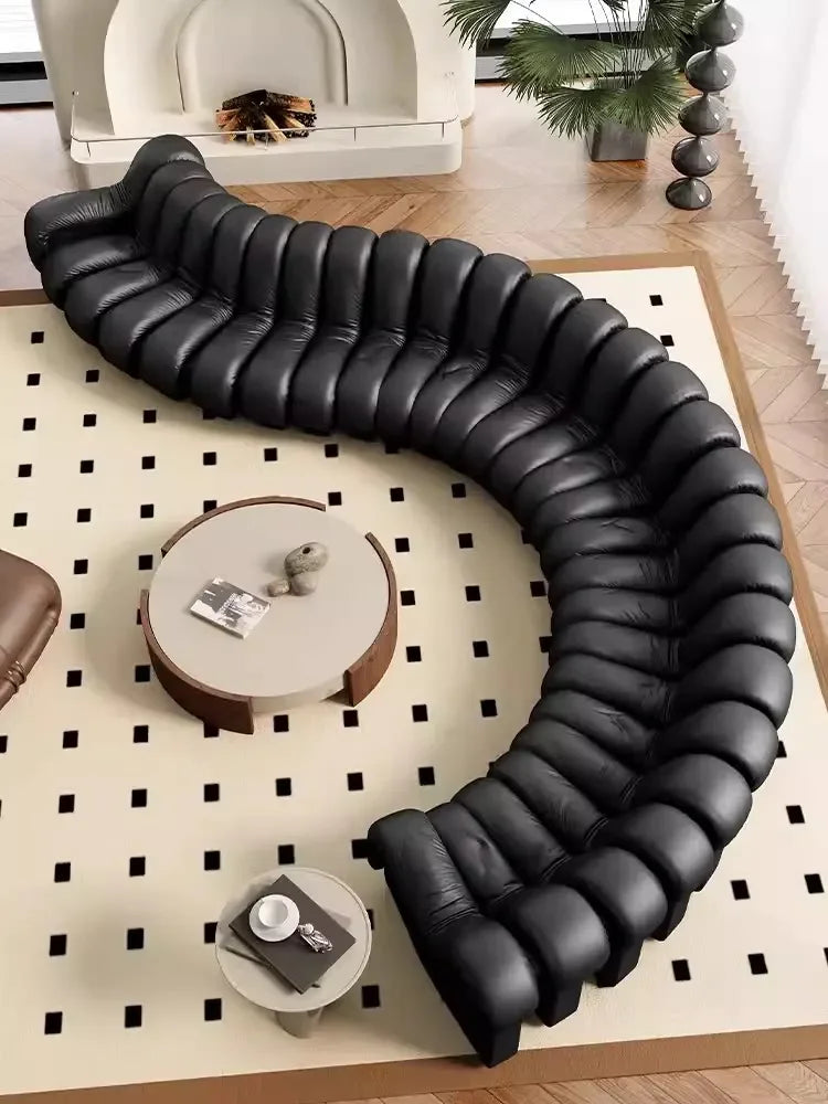 Modern simple snake sofa Italian curved leather sofa minimalist large apartment