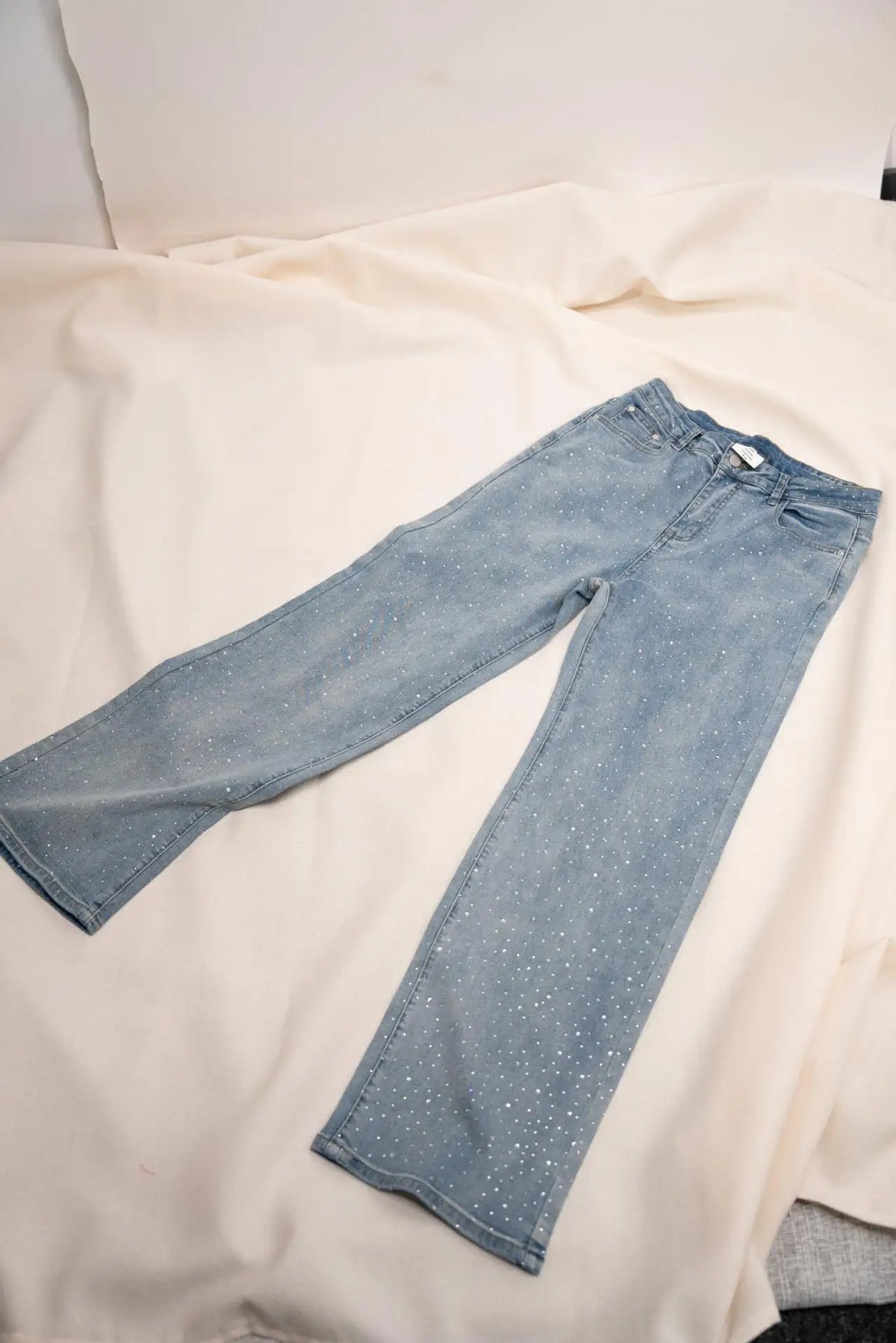 Jeans da donna Pantaloni dritti con diamanti Jeans elasticizzati a vita alta lavati per mamma Jeans vintage Streetwear Pantaloni streetwear Y2k
