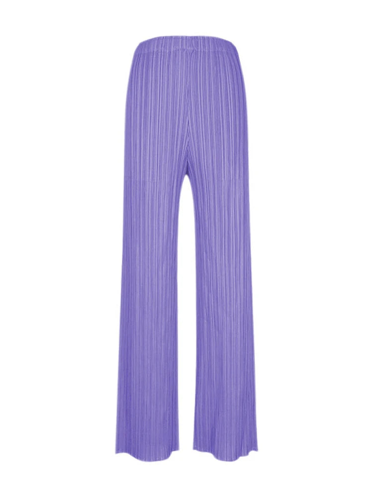 Pantaloni a vita alta a pieghe dritti larghi classici di design Miyake eleganti casual da donna primavera estate autunno disponibili