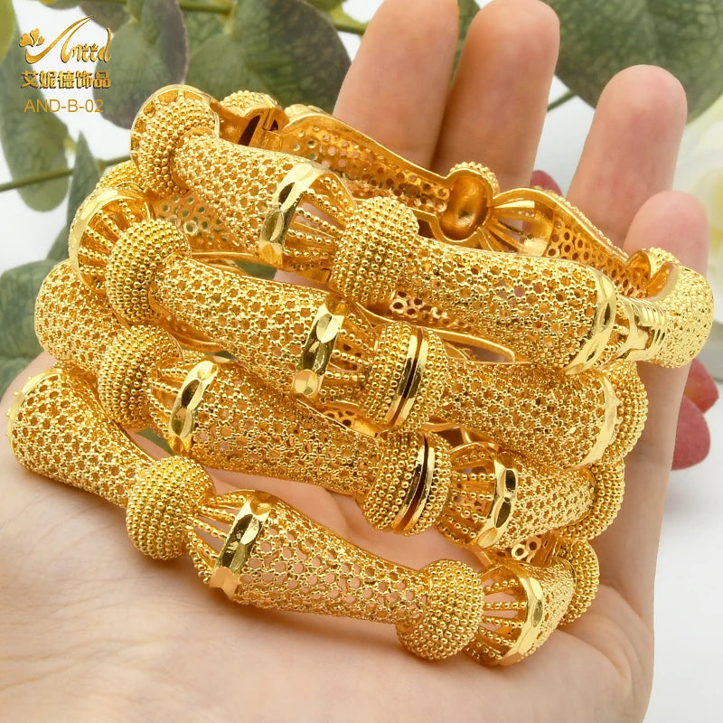 ANIID Luxury Dubai braccialetti Color oro per le donne braccialetti africani indiani placcati in oro 24 carati Charm Wedding gioielli arabi etiopi