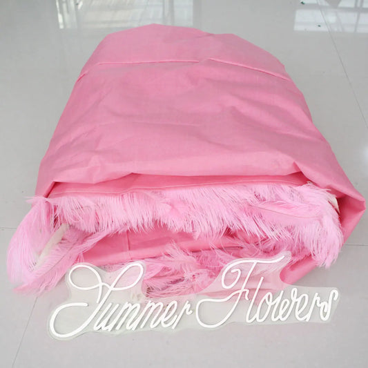 New 5D pink Feather Fabric Flower Wall Wedding Backdrop Decor Cloth Green Plants Wall Birthday Party Event Props Window Display