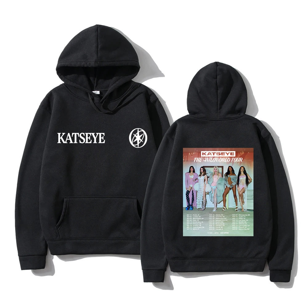 Felpa con Cappuccio KATSEYE THE WILDWORLD TOUR 2026 PINKY UP 2 Album, Abbigliamento Autunno Inverno per Donne, Felpa Vintage per Regali ai Fan