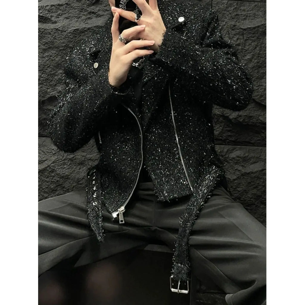 Cappotto blazer autunno inverno Giacca corta da abito corta con design nappa brillante di fascia alta Giacca bella stile coreano allentata estetica