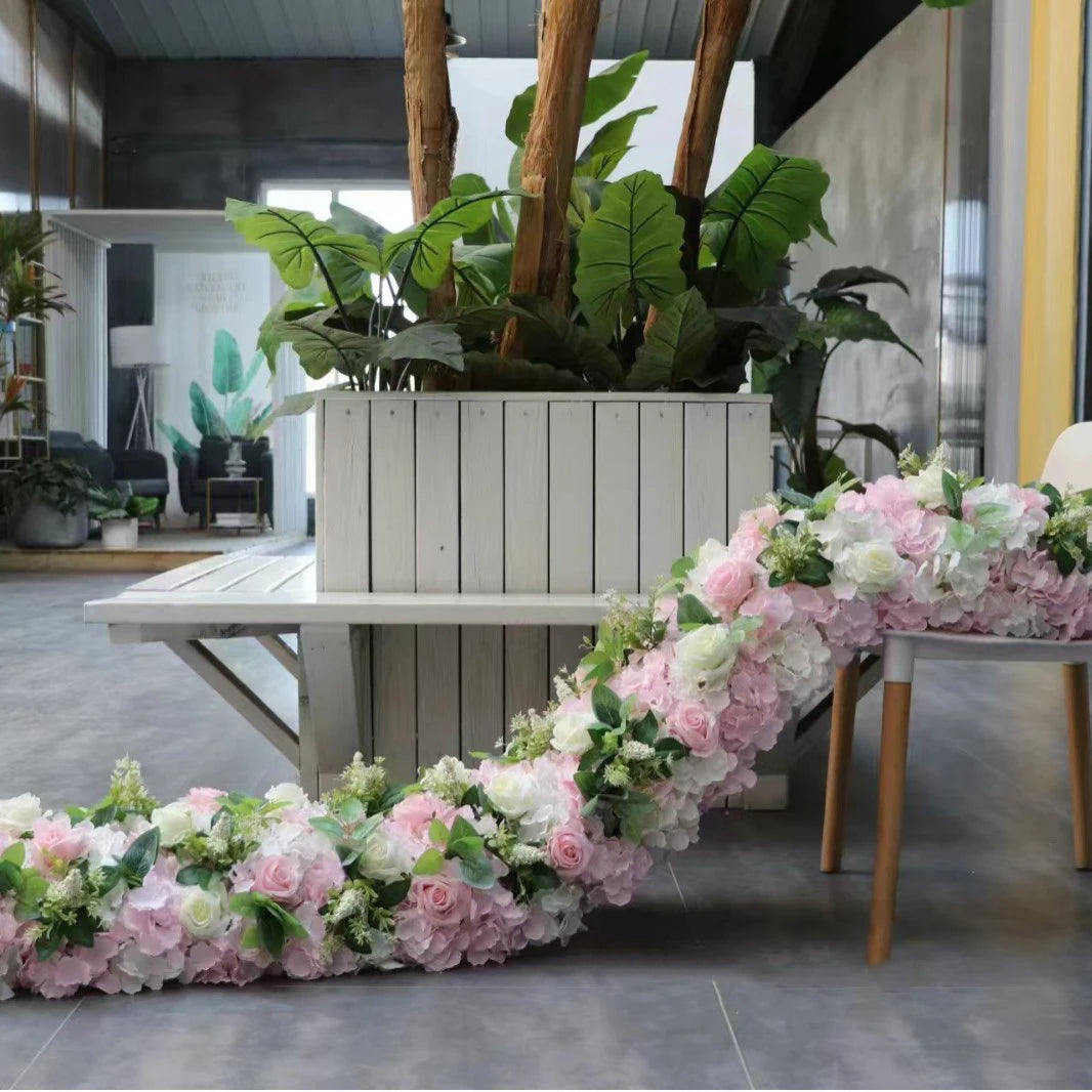 Custom Artificial Flowers Strips Arrangement Event Backdrop Arch Decor Wall Hanging Floral Row Table Sofa Runner Wedding Props