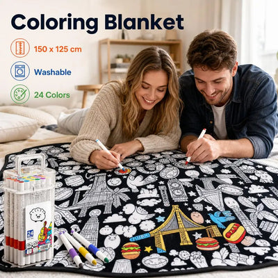 DIY Coloring Blanket With 24 Color Acrylic Markers Floral Theme Cloth Painting Throw Blanket For Sofa Bedroom Decor Gift