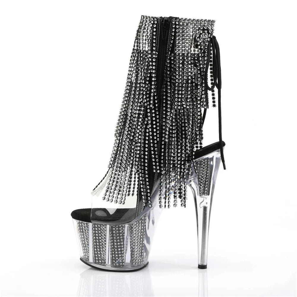 Décolleté con nappe elettrolitico di marca 17CM Tacchi alti sottili Stivaletti Pole Dance Modello da discoteca Passerella Scarpe da donna con plateau