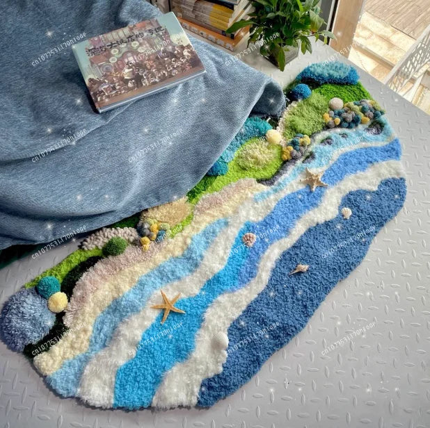DIY Creative Hand-Woven Carpet Kit Home Decoration, This is a Material Kit, Carpet Accessories Need to Be Assembled by Yourself