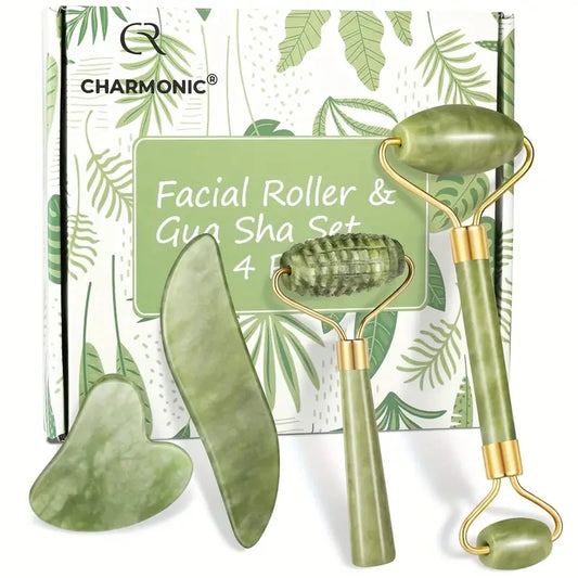 Kit Jade Roller e Gua Sha 4 Pezzi