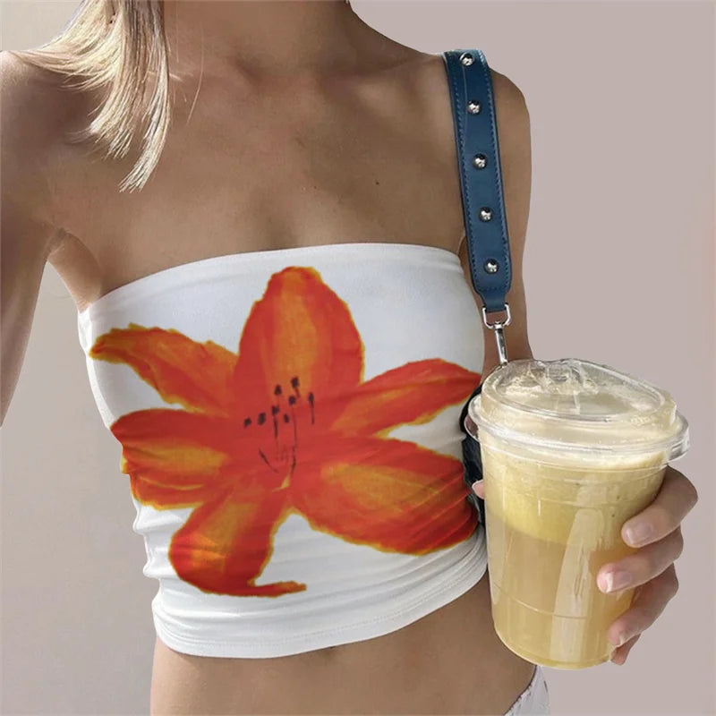 Top Fascia Fiori Y2K