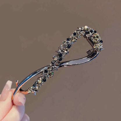 Claw Clip Elegante con Strass Effetto Banana