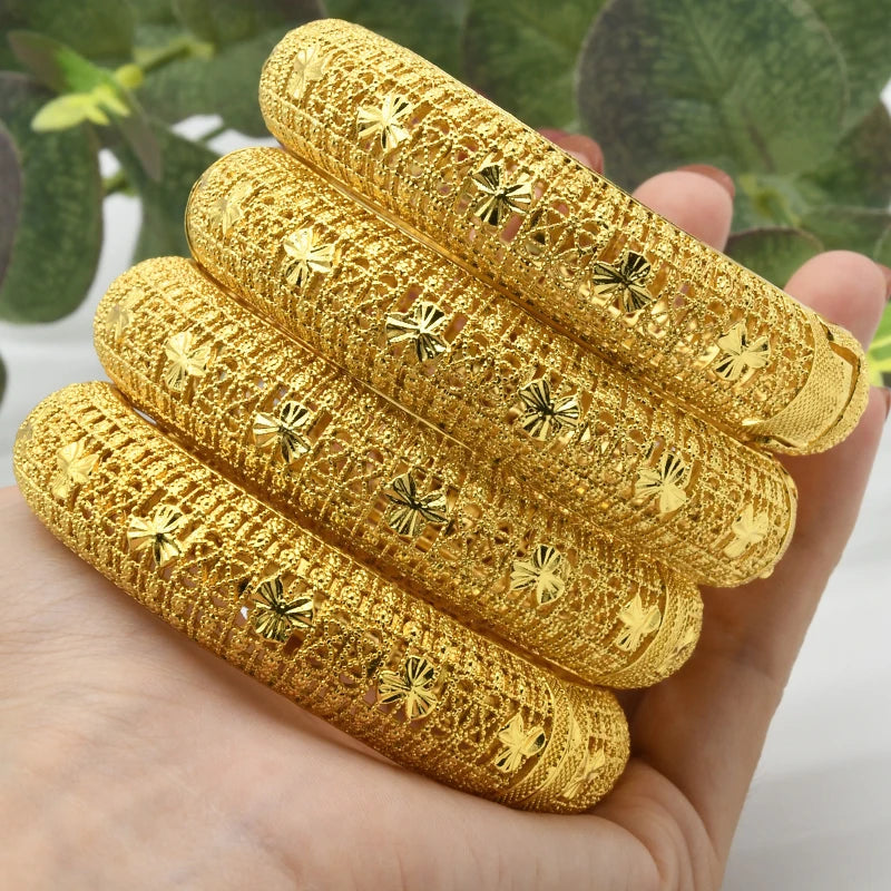ANIID Bracciale con ciondoli da donna Bracciale in oro 24 carati Gioielli con fiori di Dubai Marchio di gioielli hawaiani etiopi di design africano