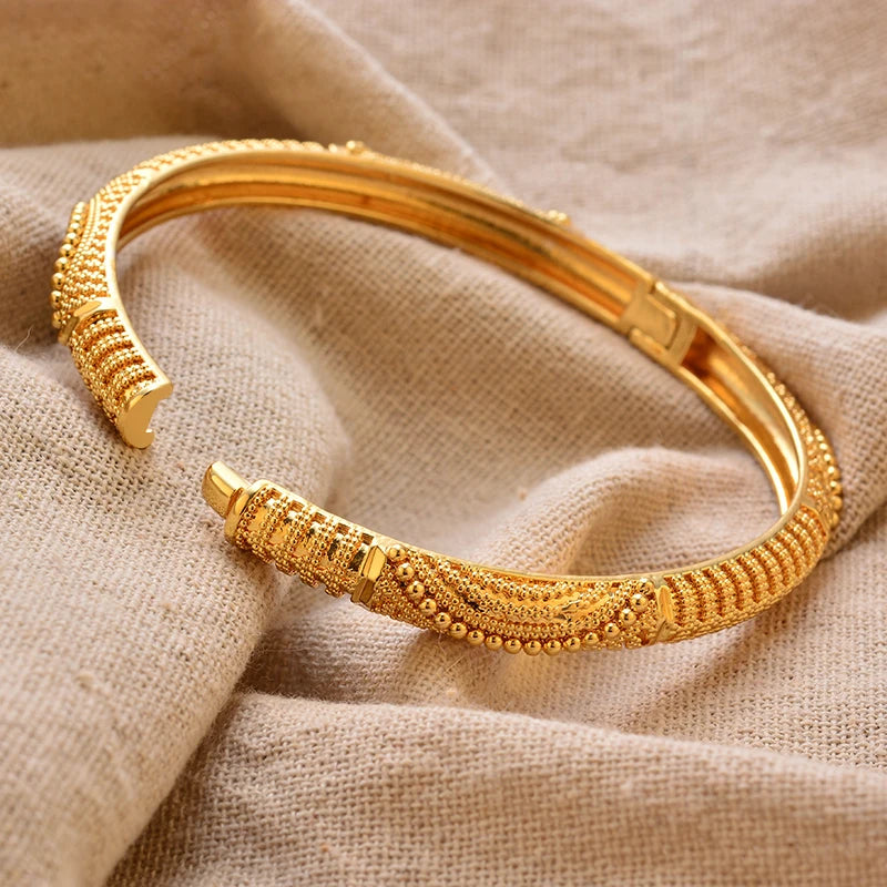 Bracciali Placcati Oro in Stile Dubai per Donne, Gioielli di Lusso per Matrimoni Arabi