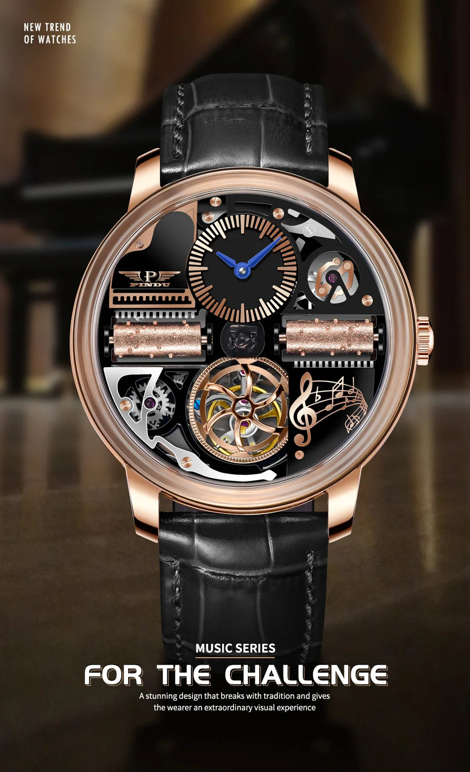 PINDU Design Nuovi orologi di lusso da uomo Business Fashion Orologi da polso meccanici automatici Orologio da uomo impermeabile Reloj Hombre P6655