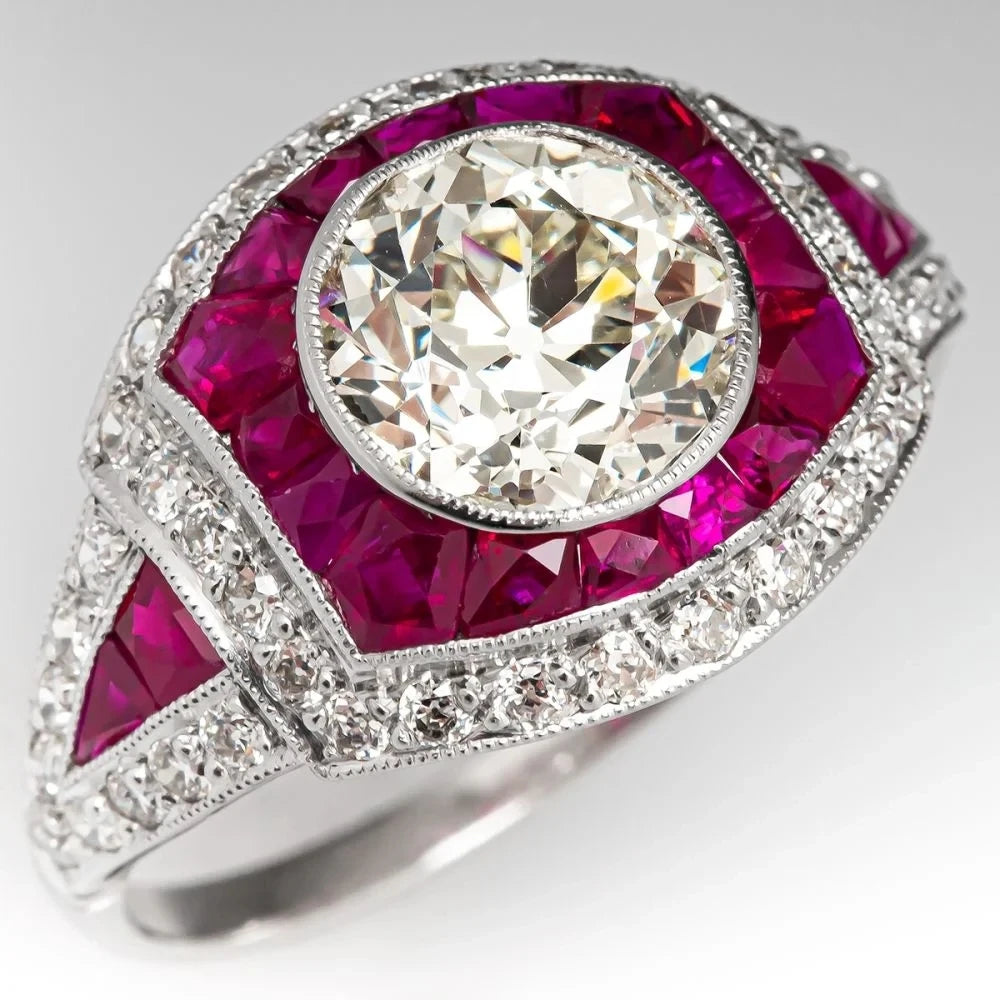 Anello Vintage Scintillante con Zirconia Sintetica Placcato Argento per Donne, Design Elegante e Lussuoso, Accessori per Gioielli da Banchetto e Anniversario