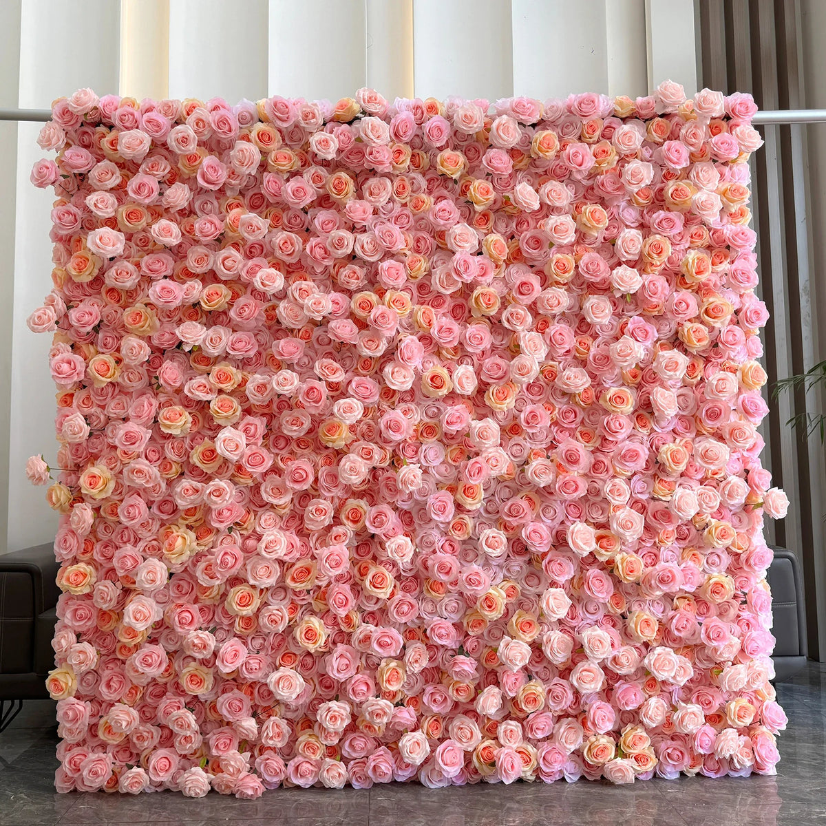 Creative Wedding Wall Decorative Wall Panels Pink Roses Rolled Up Flower Wall Background
