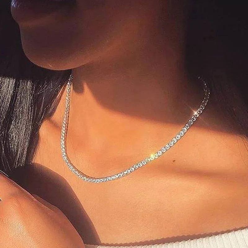 Collana girocollo semplice ghiacciata da tennis CZ per donna uomo catena corta in cristallo sul collo accessori tendenza Hip Hop gioielli OHN016