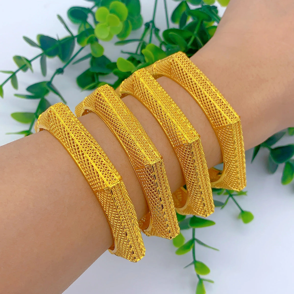 Bracciali da Sposa in Stile Arabo Color Oro 24k per Donne, Bracciale Geometrico di Dubai, Gioielli Africani Eritrei per Matrimoni, Regalo per Feste, Vendita all'Ingrosso