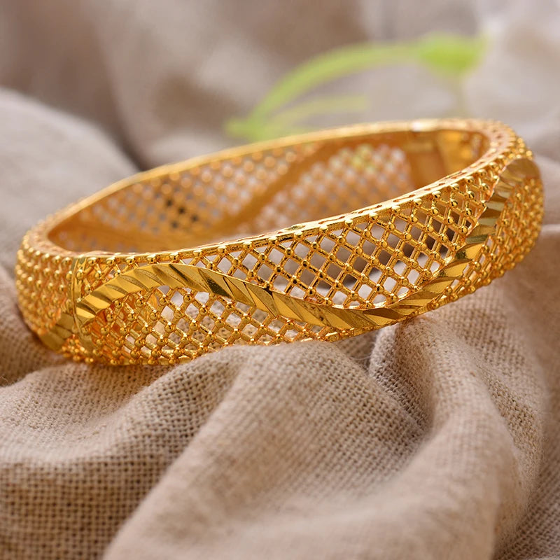 Bracciali Placcati Oro in Stile Dubai per Donne, Gioielli di Lusso per Matrimoni Arabi