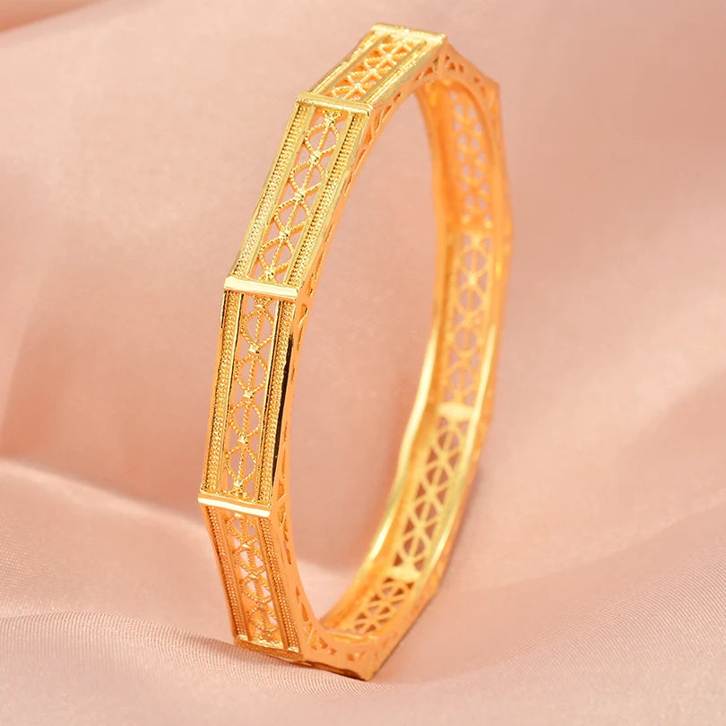 Bracciali color oro di Dubai per donne, bracciale etiope da sposa di Dubai, bracciale africano, gioielli arabi, bracciale con ciondoli dorati