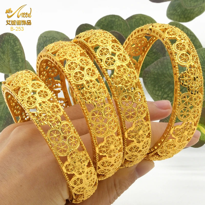 Braccialetti donna africana Dubai Color oro 24k bracciale gioielli indiani per le donne braccialetti arabi con ciondoli da sposa marchio di lusso